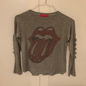 me.n.u. Rolling Stone rhinestone Shirt size L